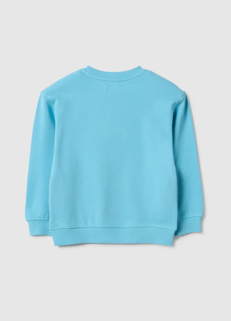 Felpa In Puro Cotone Azzurra Da Bambino Oversize Fit Con Stampa, Azzurro miniatura 2