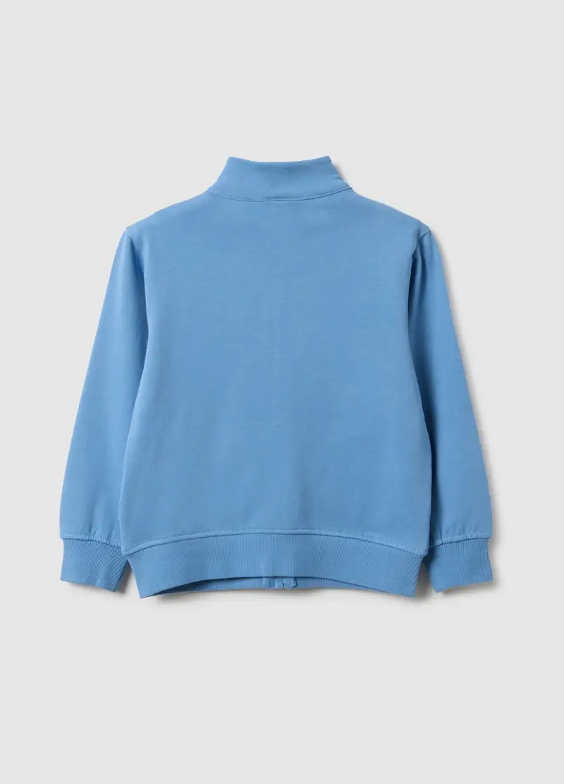 Felpa In Puro Cotone Azzurra Da Bambino Regular Fit Con Zip Integrale, Azzurro miniatura 2