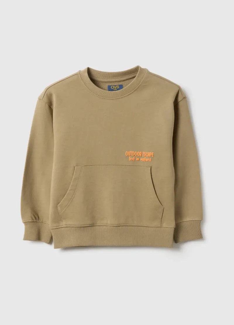 Felpa In Puro Cotone Beige Da Bambino Regular Fit, Beige