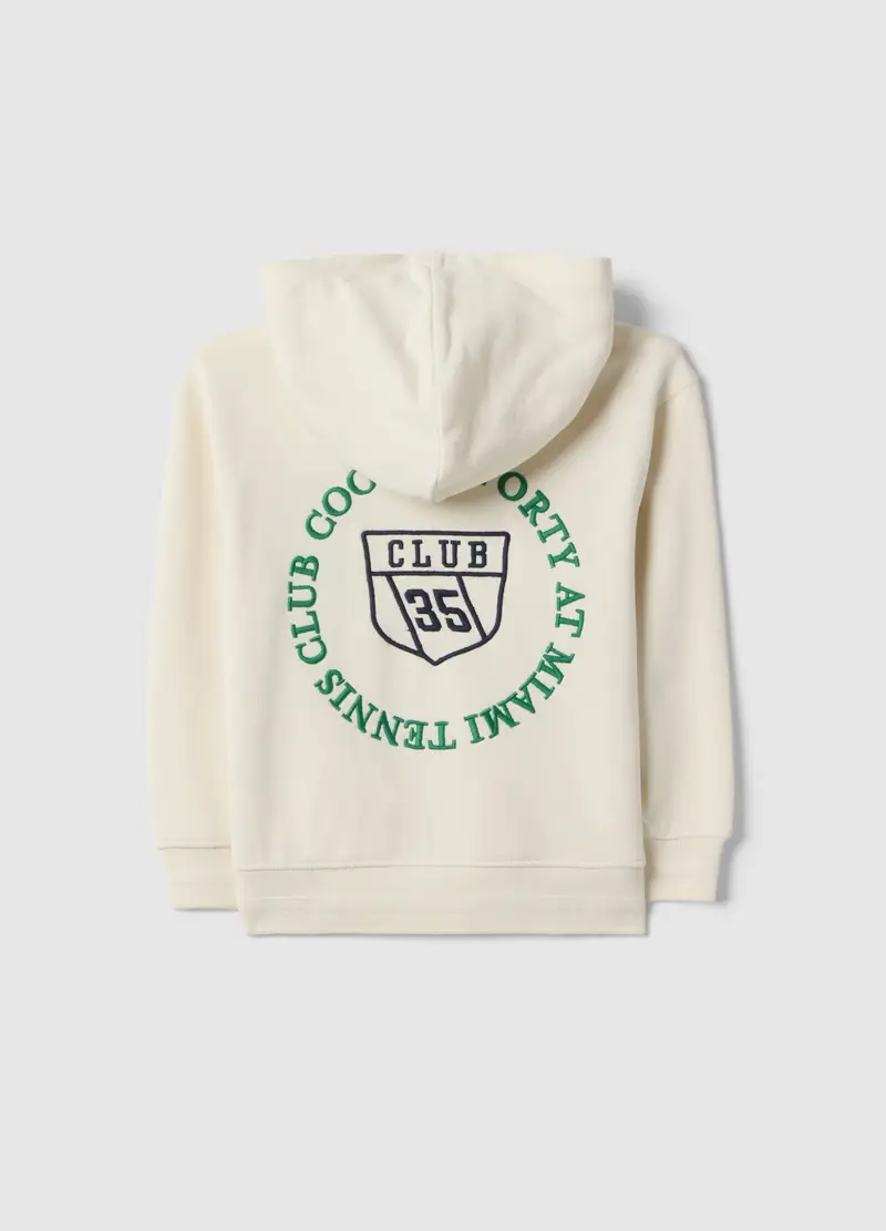 Felpa In Puro Cotone Bianco Da Bambino Oversize Fit Con Cappuccio, Bianco miniatura 2