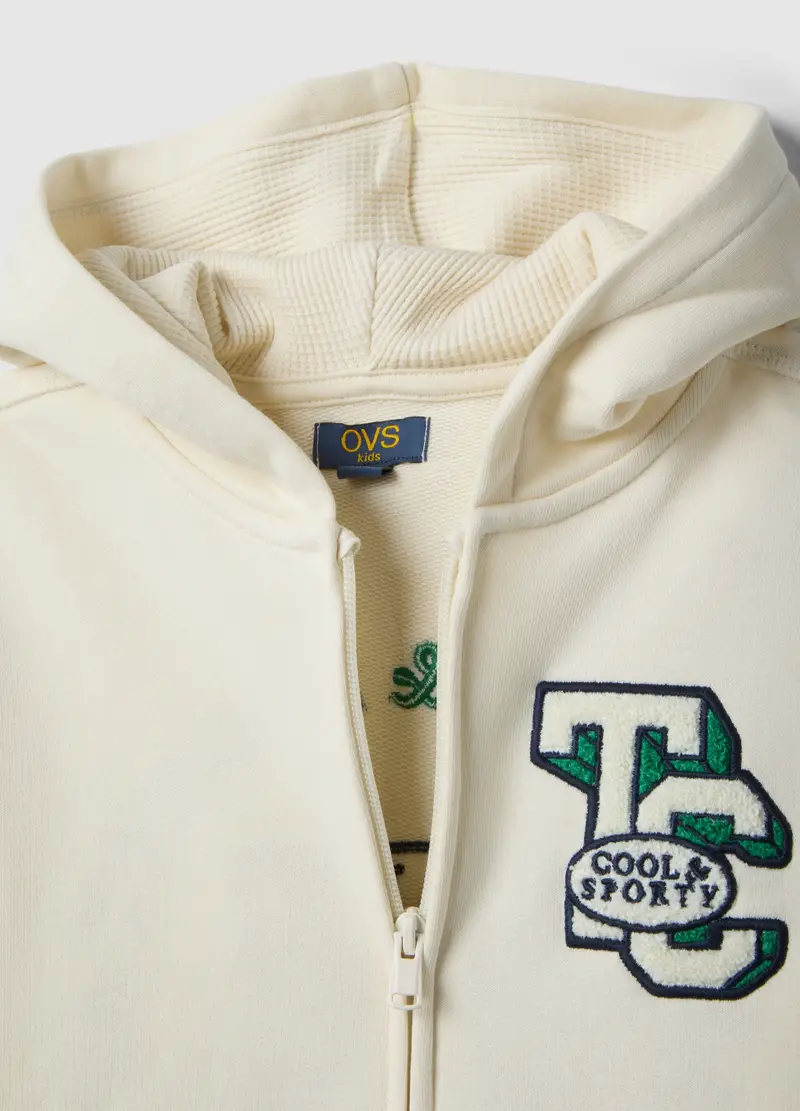 Felpa In Puro Cotone Bianco Da Bambino Oversize Fit Con Cappuccio, Bianco miniatura 3