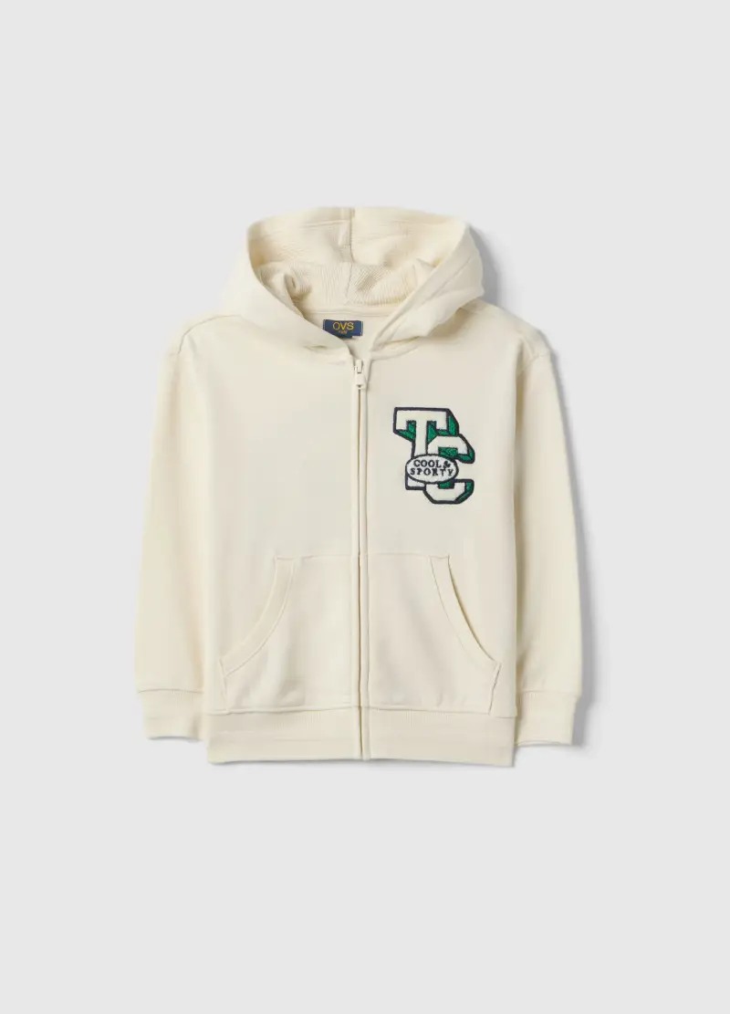 Felpa In Puro Cotone Bianco Da Bambino Oversize Fit Con Cappuccio, Bianco