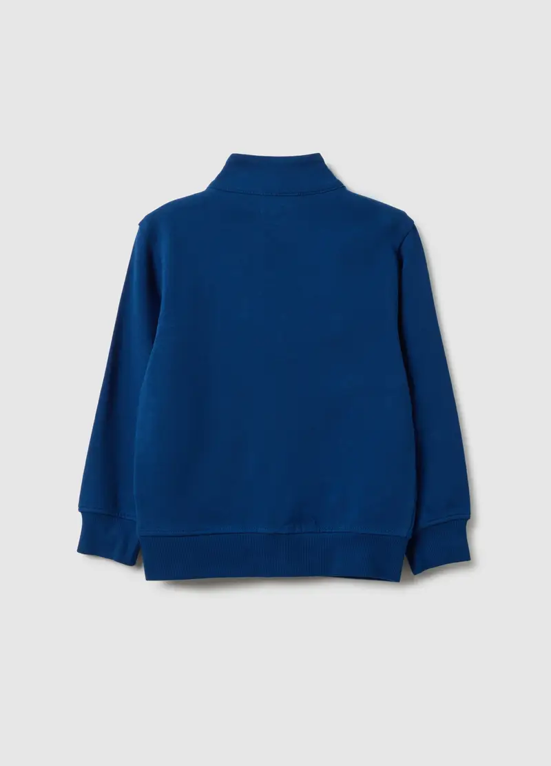 Felpa In Puro Cotone Blu Da Bambino Regular Fit Con Zip Integrale, Blu miniatura 2