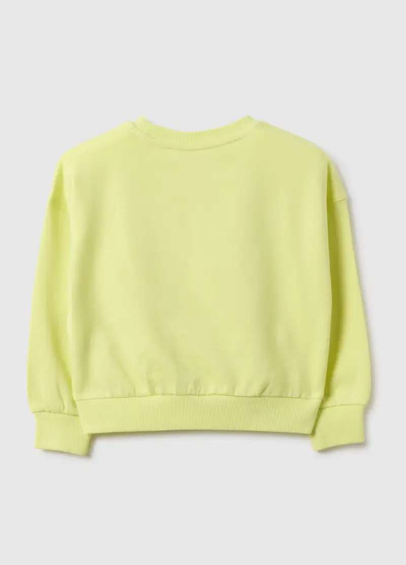 Felpa In Puro Cotone Gialla Da Bambina Regular Fit Con Decori, Giallo miniatura 2