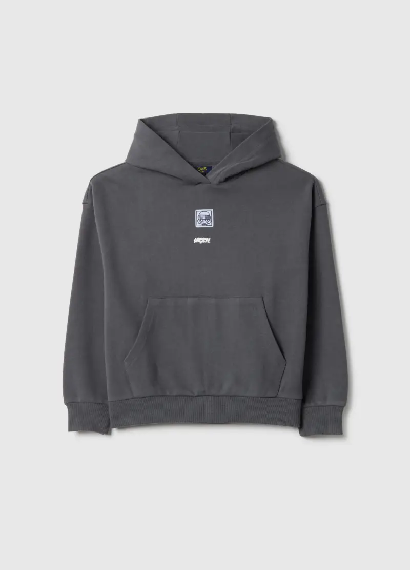 Felpa In Puro Cotone Grigia Da Ragazza Regular Fit Con Cappuccio, Bambina, Grigio