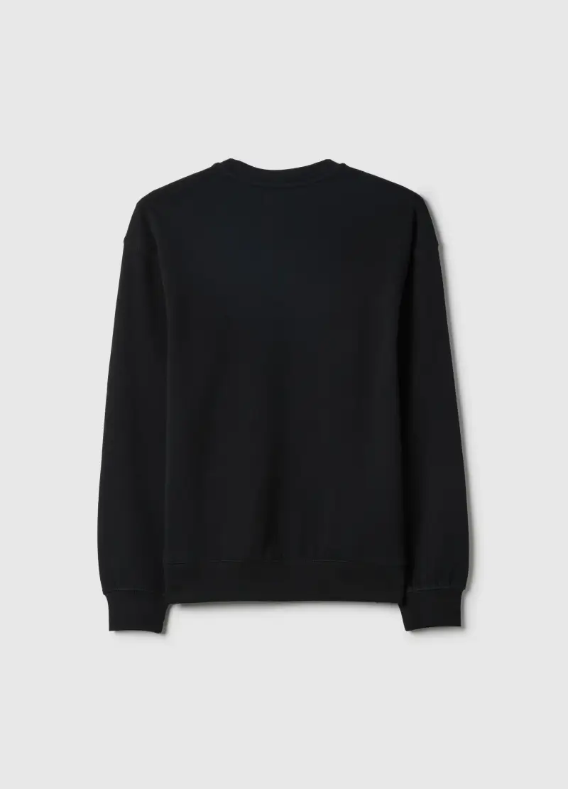 Felpa In Puro Cotone Nera Da Ragazzo Over Fit Con Scritta, Bambino, Nero miniatura 2