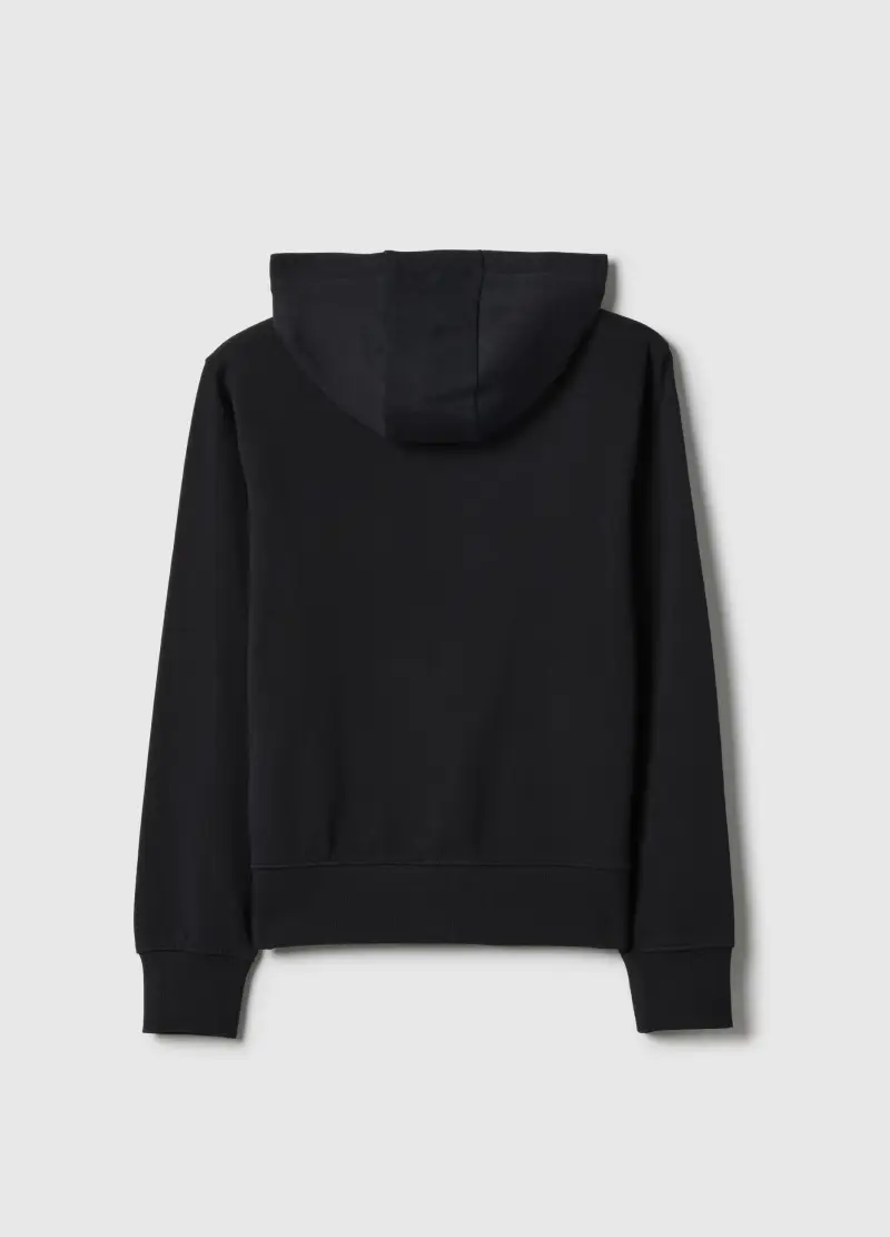 Felpa In Puro Cotone Nera Per Ragazze Regular Fit Con Zip, Bambina, Nero miniatura 2