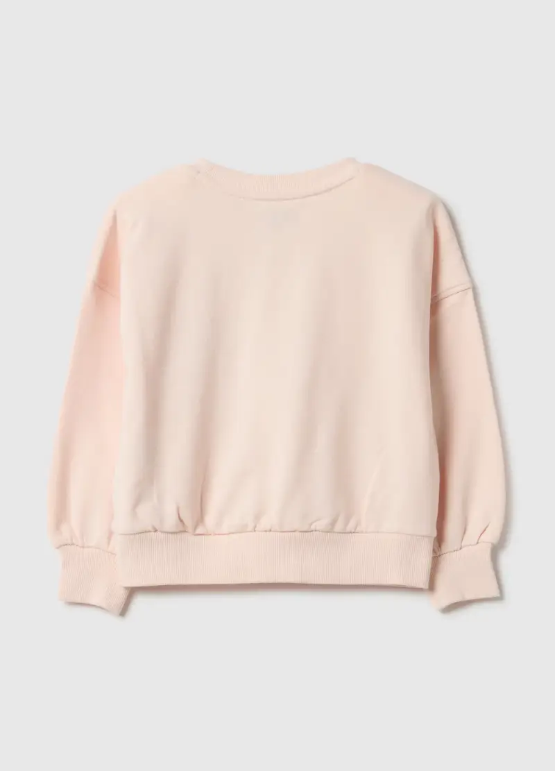 Felpa In Puro Cotone Rosa Regular Fit Con Stampa Per Bambina, Rosa miniatura 2
