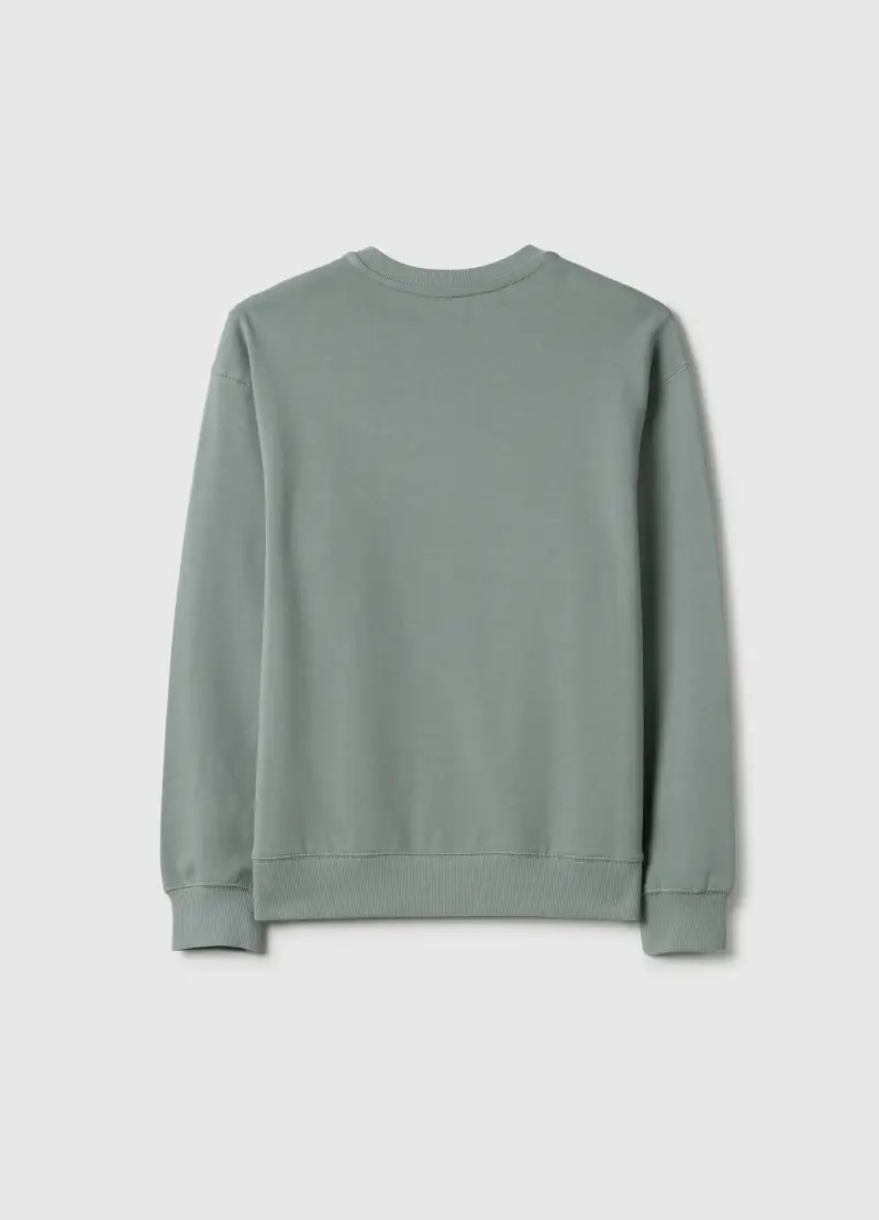 Felpa In Puro Cotone Verde Da Ragazzo Over Fit Con Scritta, Bambino, Verde miniatura 2