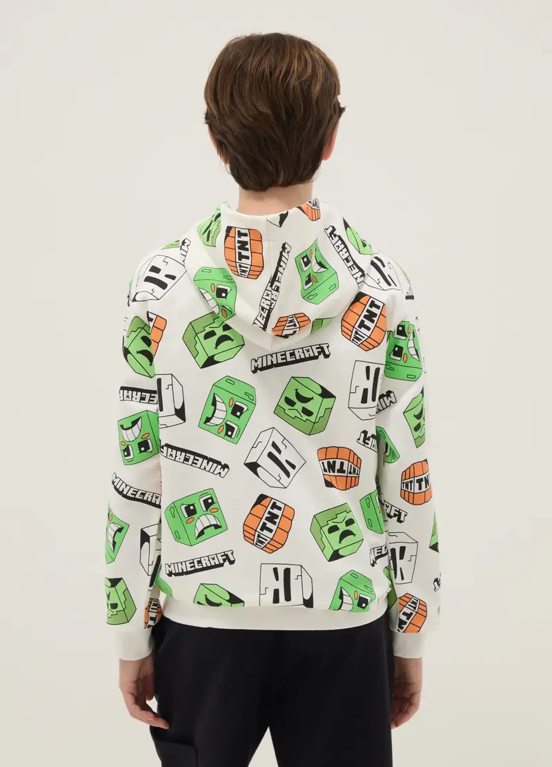 Felpa Multicolor Con Cappuccio In Misto Cotone Con Stampa Minecraft Per Ragazzi, Bambino, Multicolor miniatura 2
