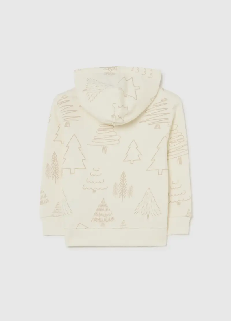 Felpa Natalizia Beige Da Bambino In Puro Cotone Regular Fit Con Stampa, Beige miniatura 2