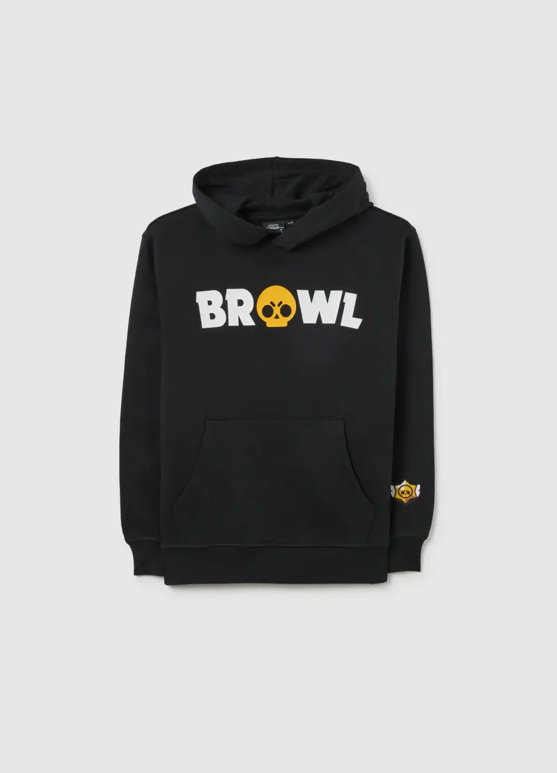 Felpa Nera Con Cappuccio Da Bambino In Puro Cotone Vestibilità Over, Nero