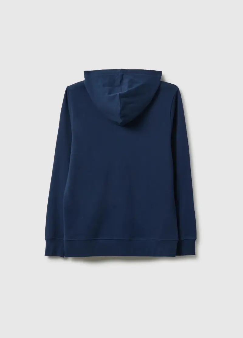 Felpa Per Ragazzo In Puro Cotone Blu Regular Fit Con Cappuccio, Bambino, Blu miniatura 2