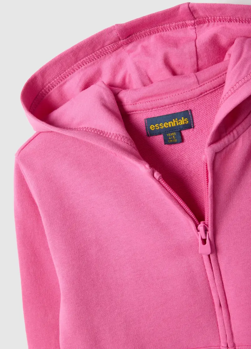 Felpa Rosa Con Cappuccio Da Bambina In Puro Cotone Regular Fit, Rosa miniatura 3
