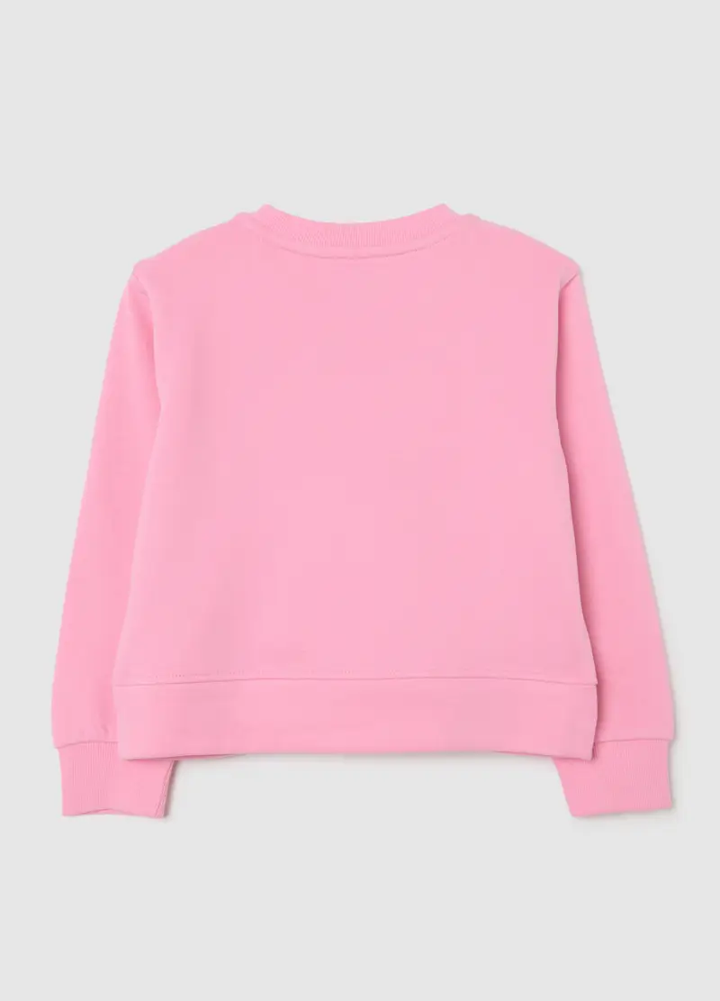 Felpa Rosa Da Bambina In Puro Cotone Con Stampa Corona Regular Fit, Rosa miniatura 2