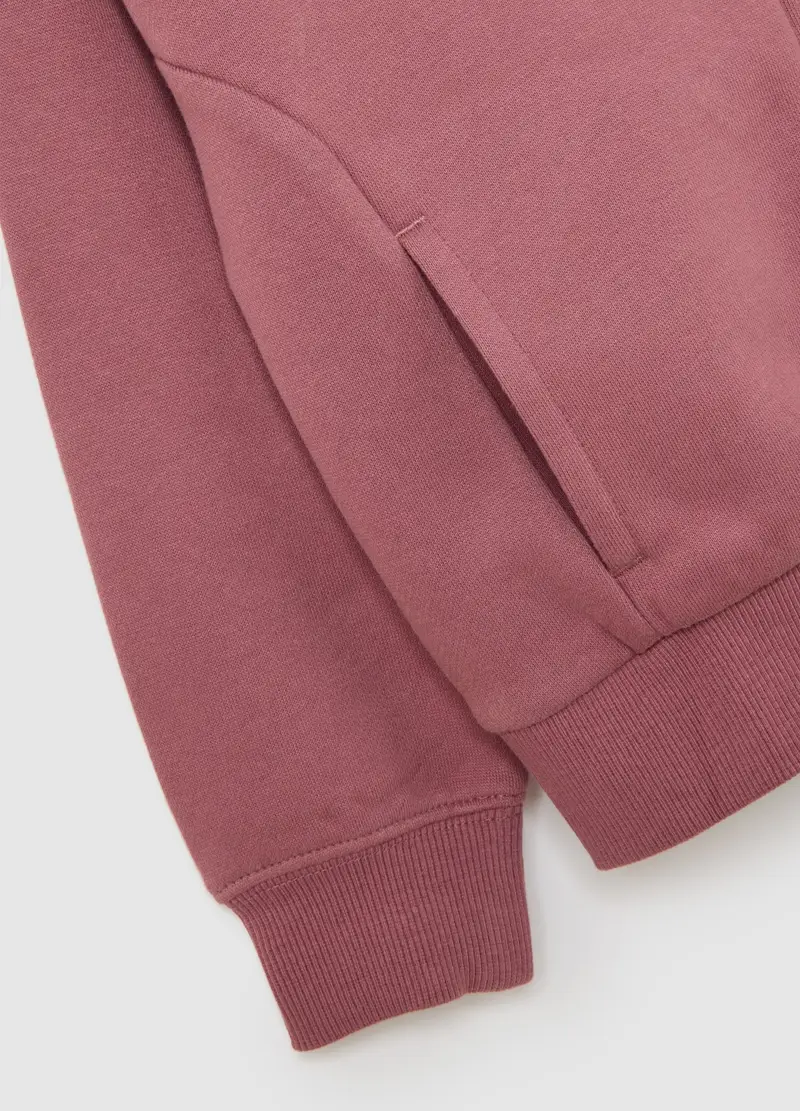 Felpa Rosa Da Bambina In Puro Cotone Regular Fit Con Cappuccio E Zip, Rosa miniatura 3
