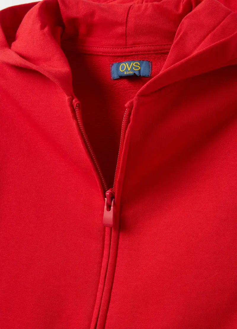 Felpa Rossa Con Cappuccio Da Bambino In Puro Cotone Regular Fit, Rosso miniatura 3