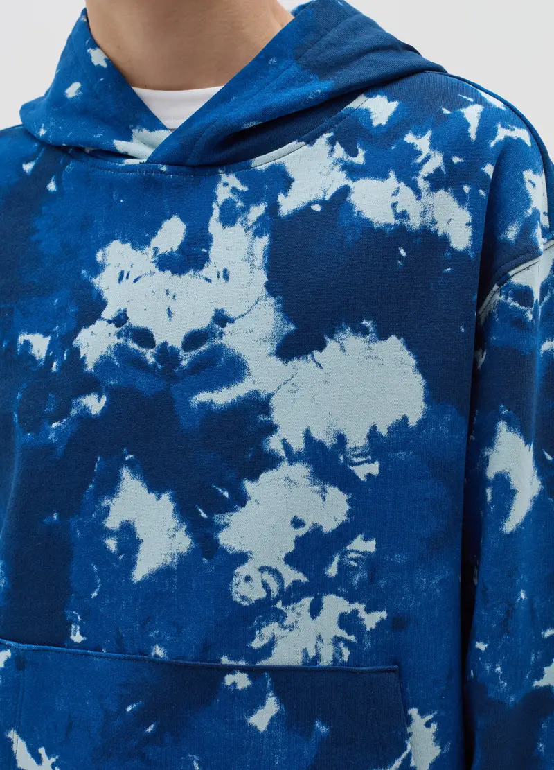 Felpa Tie Dye In French Terry Con Cappuccio, Bambino, Blu miniatura 2