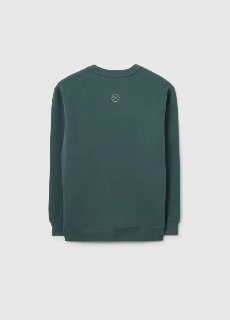 Felpa Verde Da Bambino A Girocollo Con Scritta, Verde miniatura 2