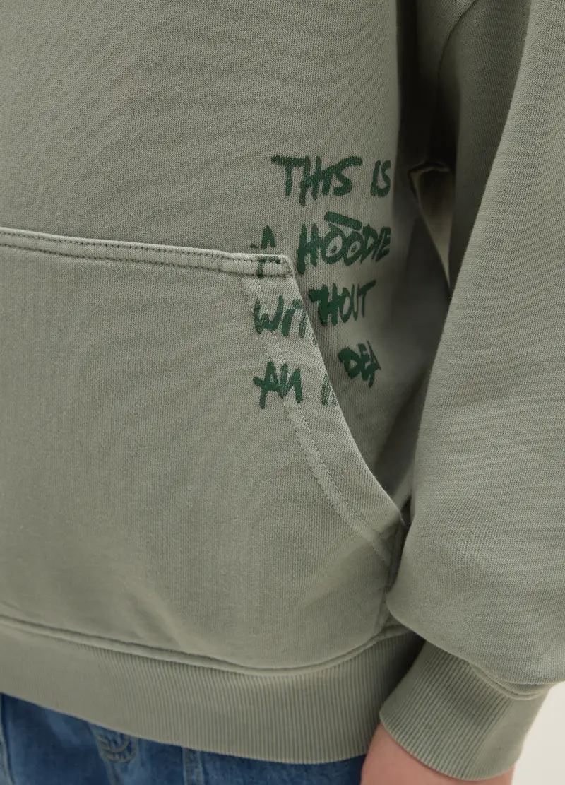 Felpa Verde Da Ragazzo In Puro Cotone Oversize Fit Con Cappuccio, Bambino, Verde miniatura 3