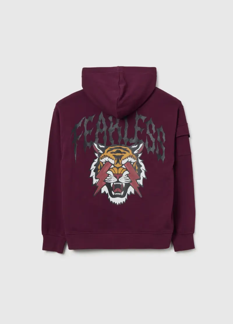 Felpa Viola Con Cappuccio In Cotone, Bambino, Rosso miniatura 2