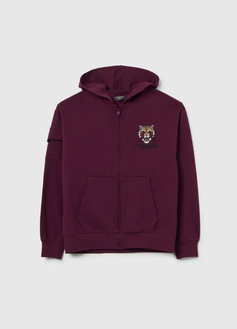 Felpa Viola Con Cappuccio In Cotone, Bambino, Rosso