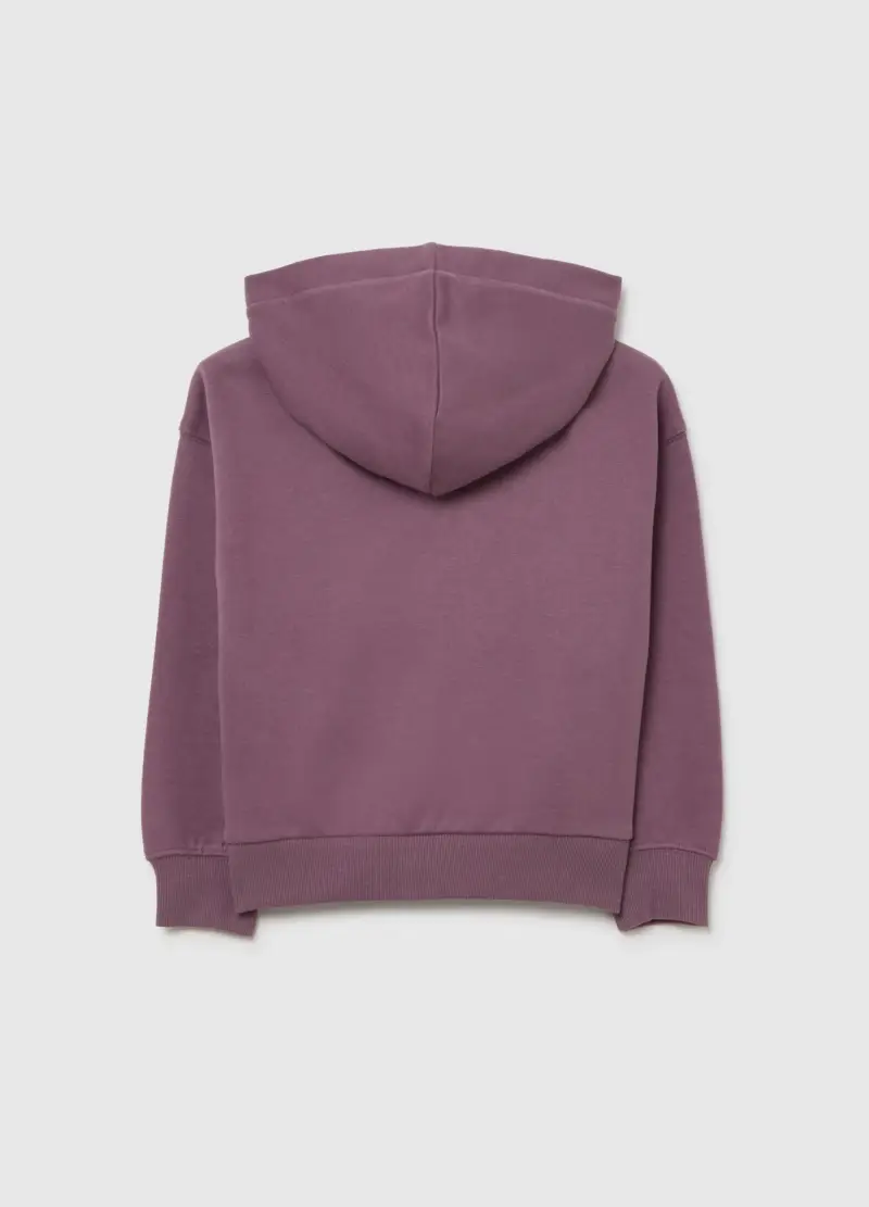 Felpa Viola Da Bambina In Puro Cotone Regular Fit Con Cappuccio E Zip, Viola miniatura 2