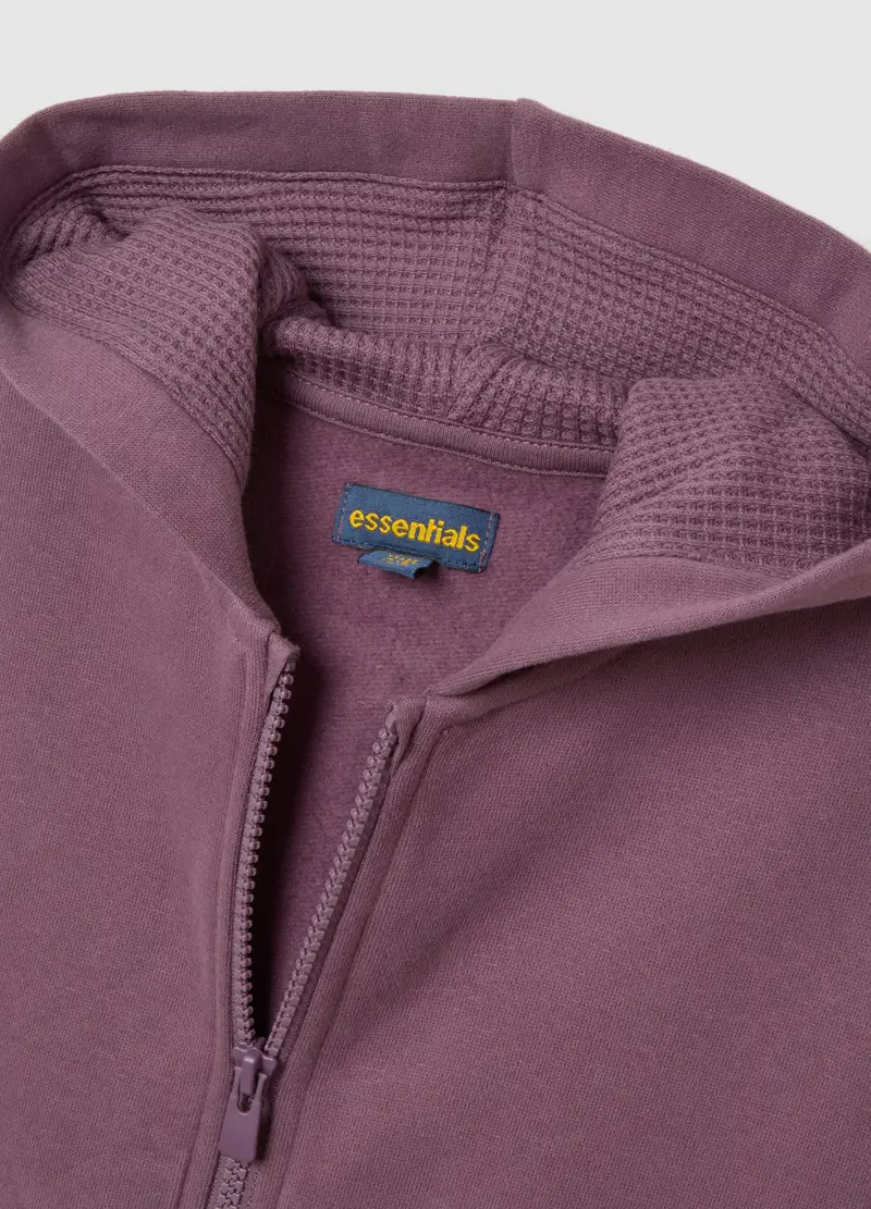 Felpa Viola Da Bambina In Puro Cotone Regular Fit Con Cappuccio E Zip, Viola miniatura 3