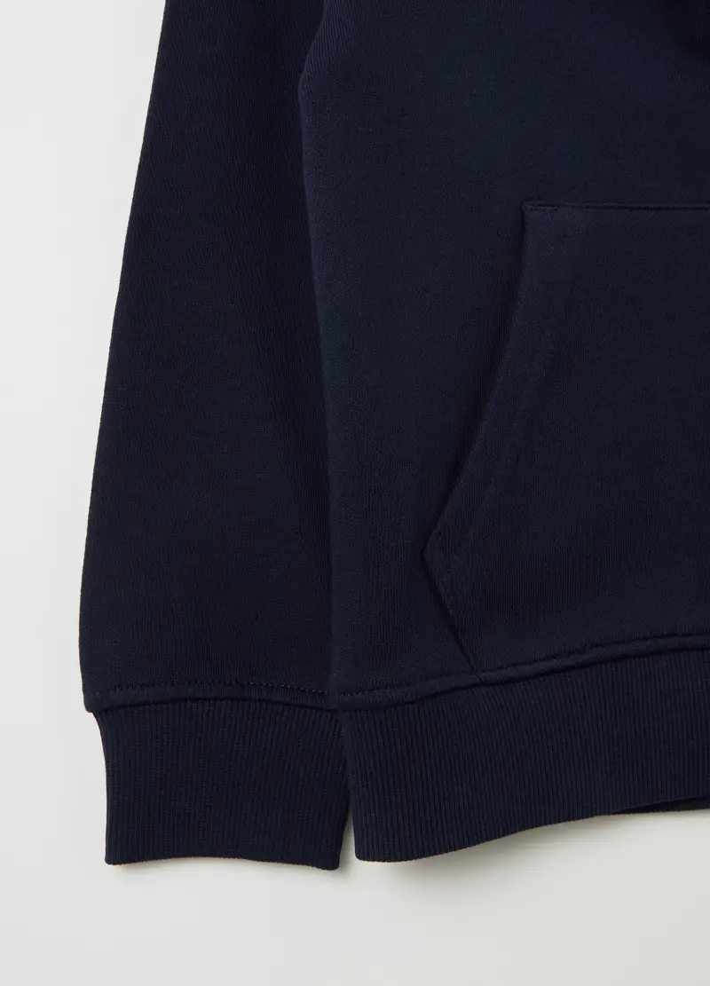 Full-zip Essential In Cotone Bio Con Cappuccio, Bambino, Blu miniatura 3