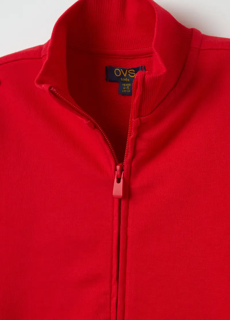 Full-zip In Cotone A Collo Alto, Bambino, Rosso miniatura 3