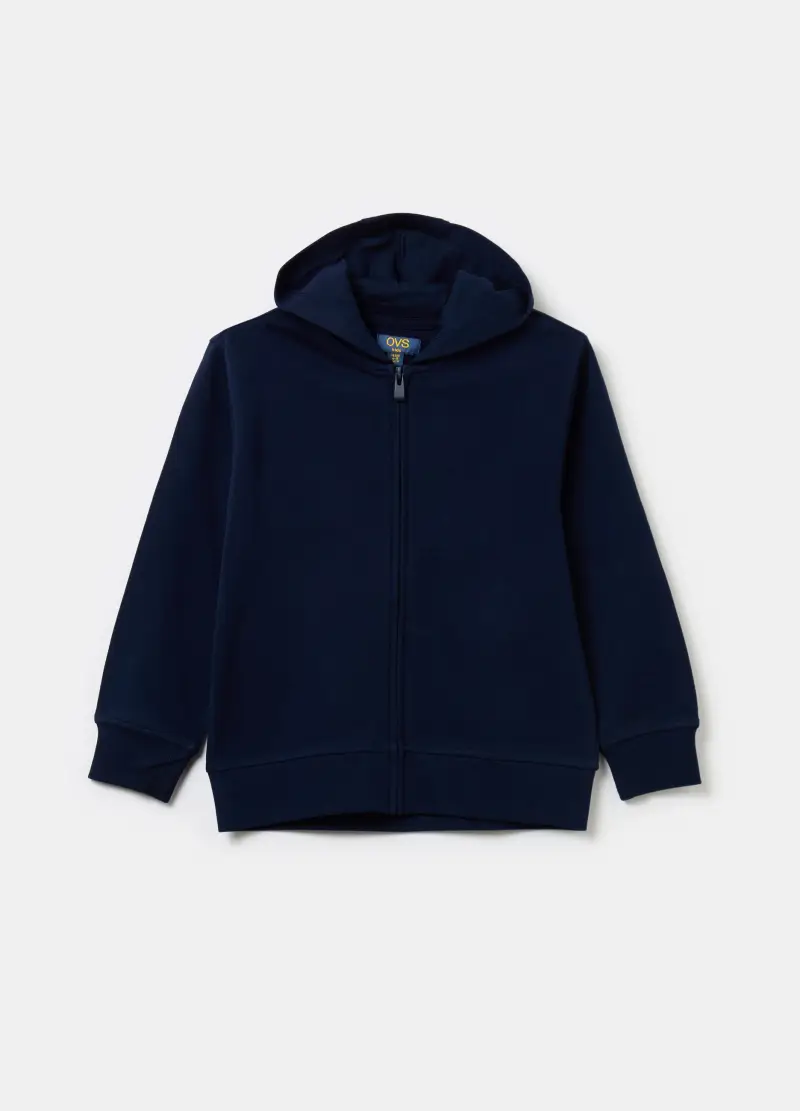 Full-zip In French Terry Con Cappuccio, Bambino, Blu