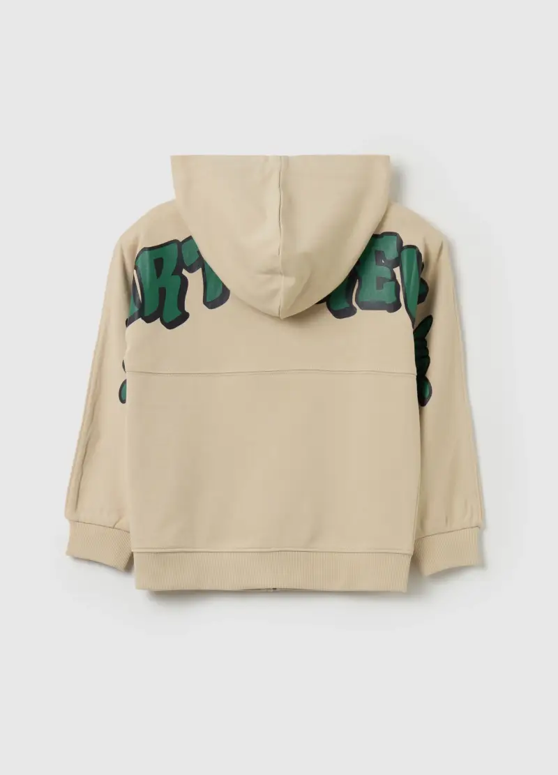 Full-zip In French Terry Con Stampa, Bambino, Beige miniatura 2