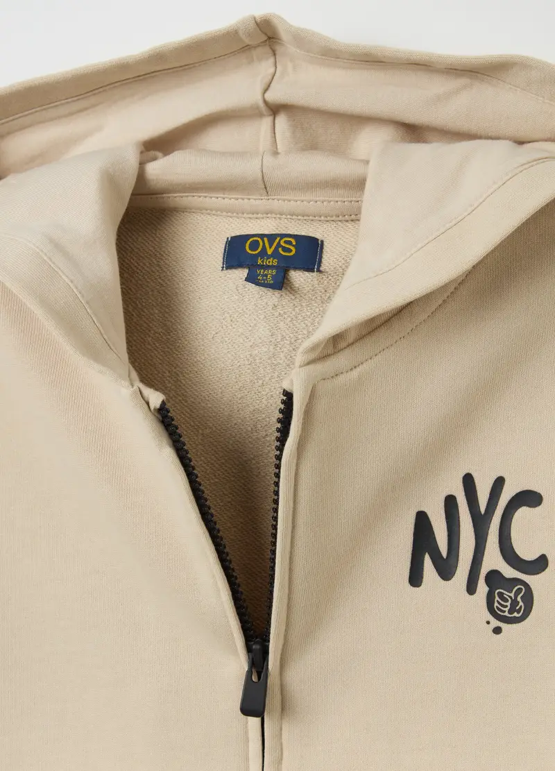 Full-zip In French Terry Con Stampa, Bambino, Beige miniatura 3