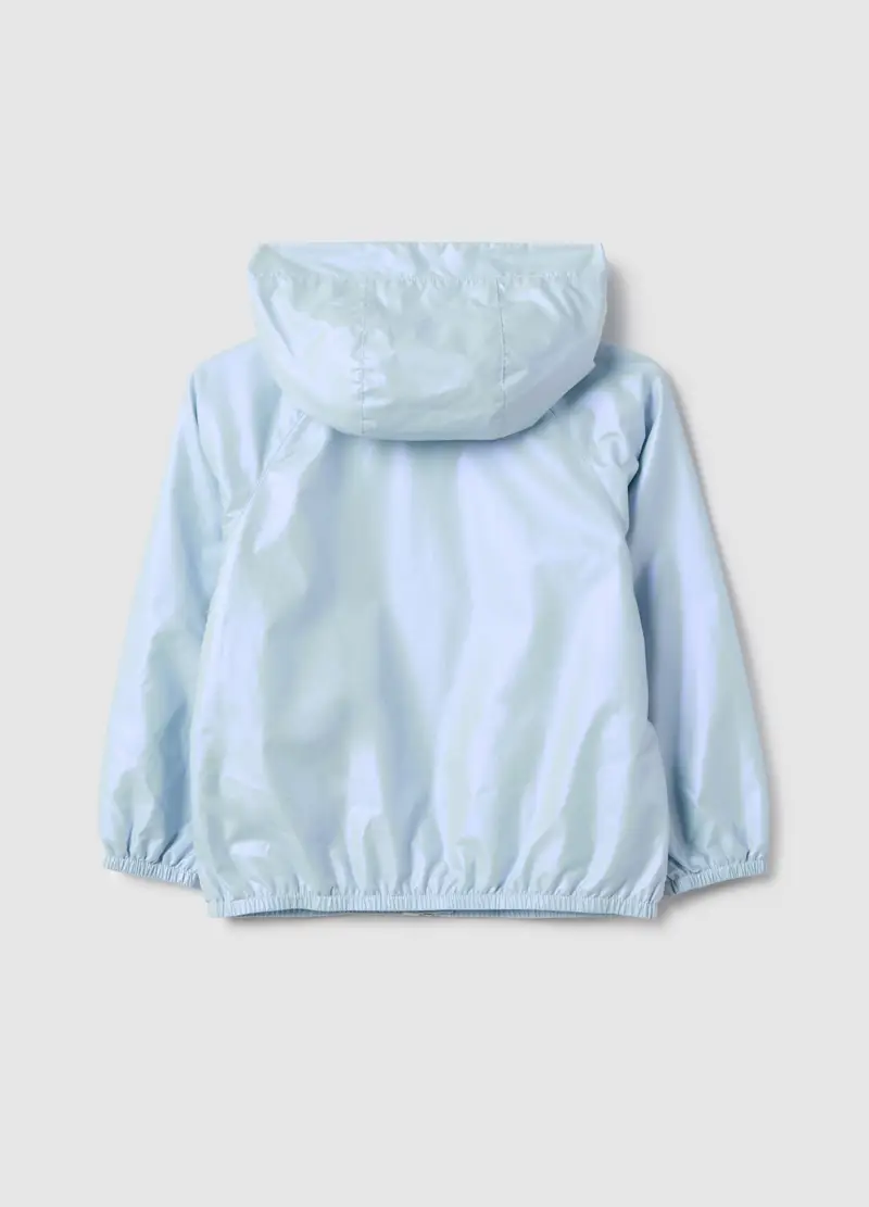 Giacca Azzurra Metallizzato Da Bambina Regular Fit Con Zip E Cappuccio, Azzurro miniatura 2