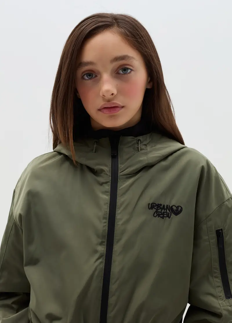 Giacca Crop Con Ricamo "urban Crew", Bambina, Verde miniatura 3