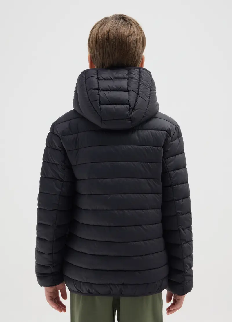 Giacca Imbottita Nera Da Ragazzo Con Cappuccio, Bambino, Nero miniatura 2