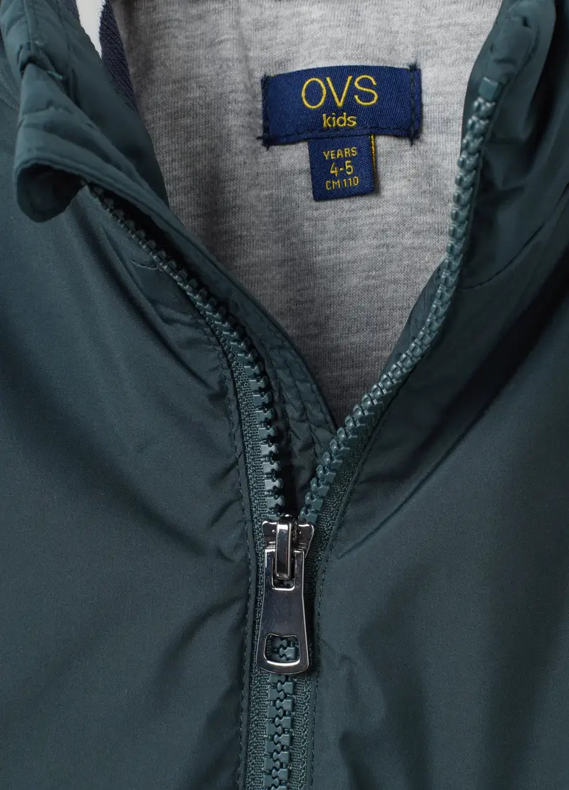 Giacca Imbottita Verde Per Bambini Regular Fit Con Zip E Cappuccio, Bambino, Verde miniatura 3