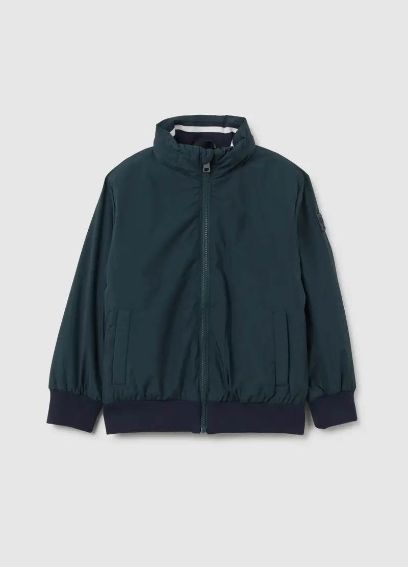 Giacca Imbottita Verde Per Bambini Regular Fit Con Zip E Cappuccio, Bambino, Verde