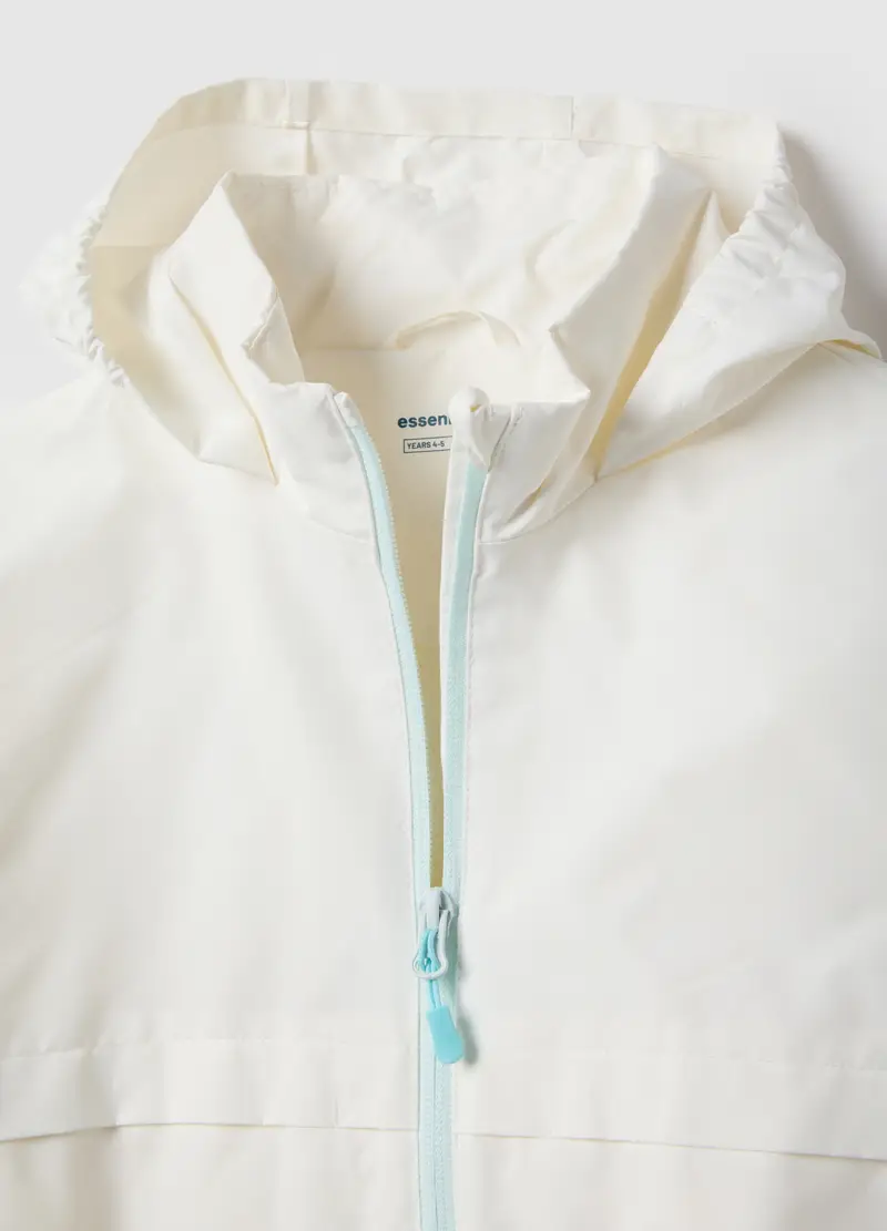 Giacca Impermeabile Bianca Regular Fit Con Cappuccio Per Bambina, Bianco miniatura 3