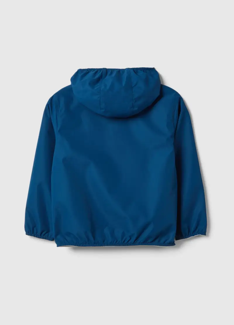 Giacca Impermeabile Blu Regular Fit Con Cappuccio E Zip Da Bambino, Blu miniatura 2