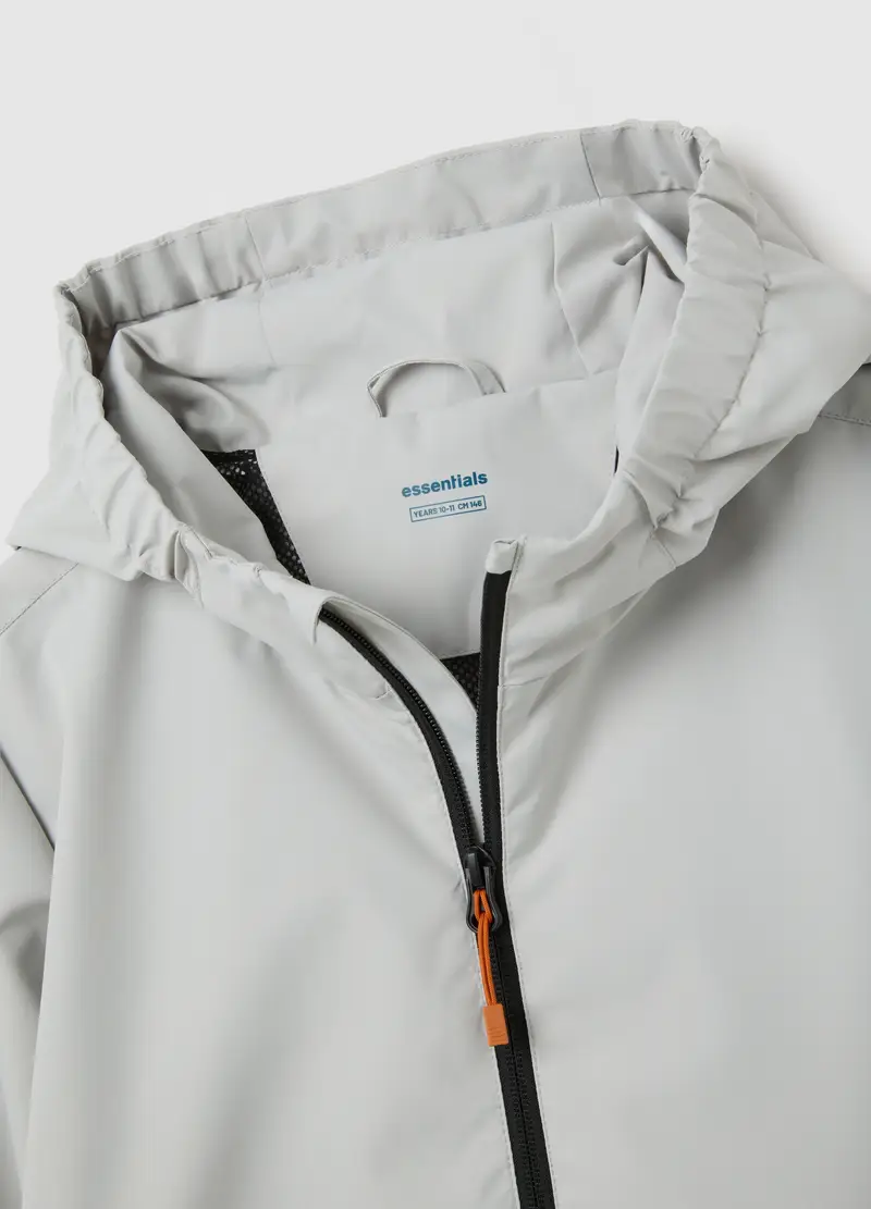 Giacca Impermeabile Grigia Da Ragazzo Con Cappuccio, Bambino, Grigio