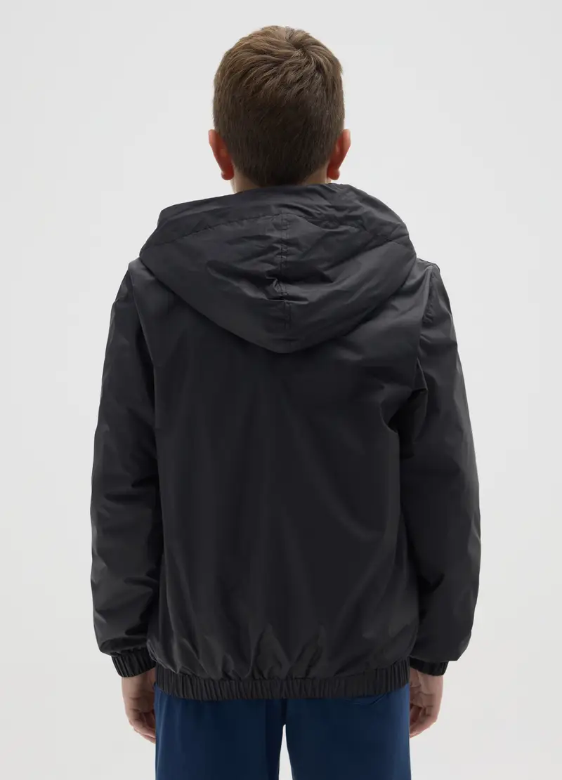 Giacca Impermeabile Nera Da Ragazzo Con Cappuccio, Bambino, Nero miniatura 2