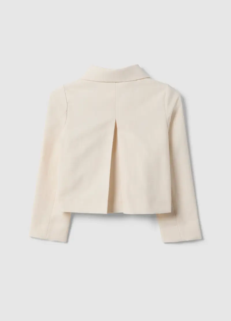 Giacca In Puro Cotone Beige Da Bambina Regular Fit Con Bottoni, Beige miniatura 2