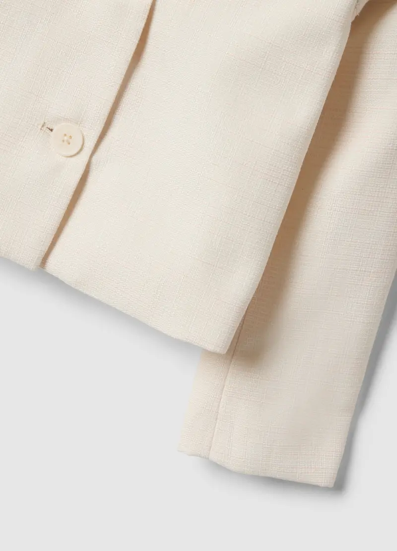 Giacca In Puro Cotone Beige Da Bambina Regular Fit Con Bottoni, Beige miniatura 3