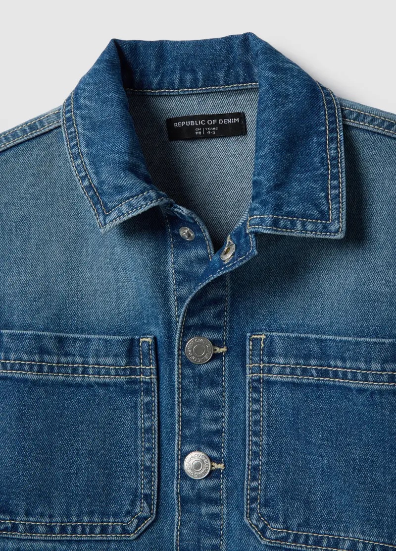Giacca In Puro Cotone Denim Regular Fit Per Bambino, Denim miniatura 3