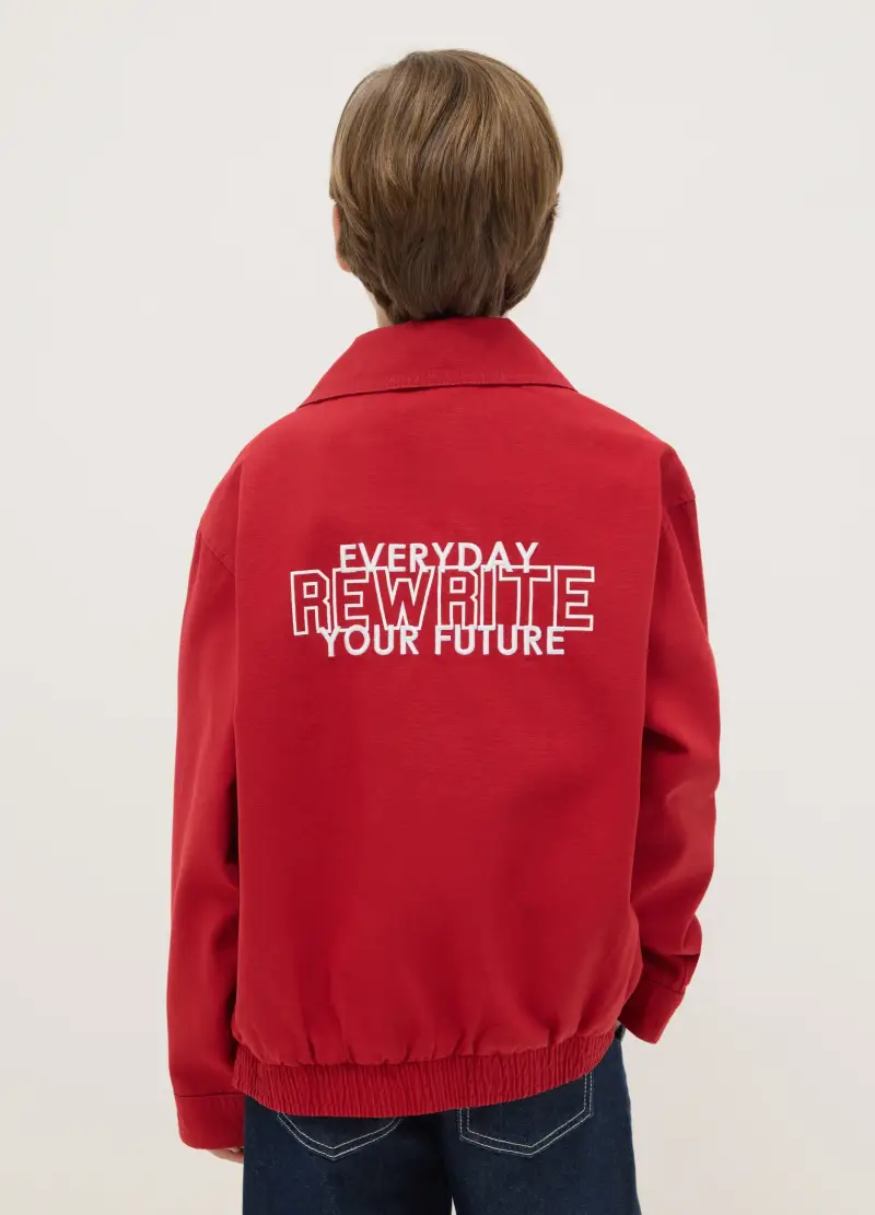 Giacca In Puro Cotone Rossa Regular Fit Per Ragazzi, Bambino, Rosso miniatura 2