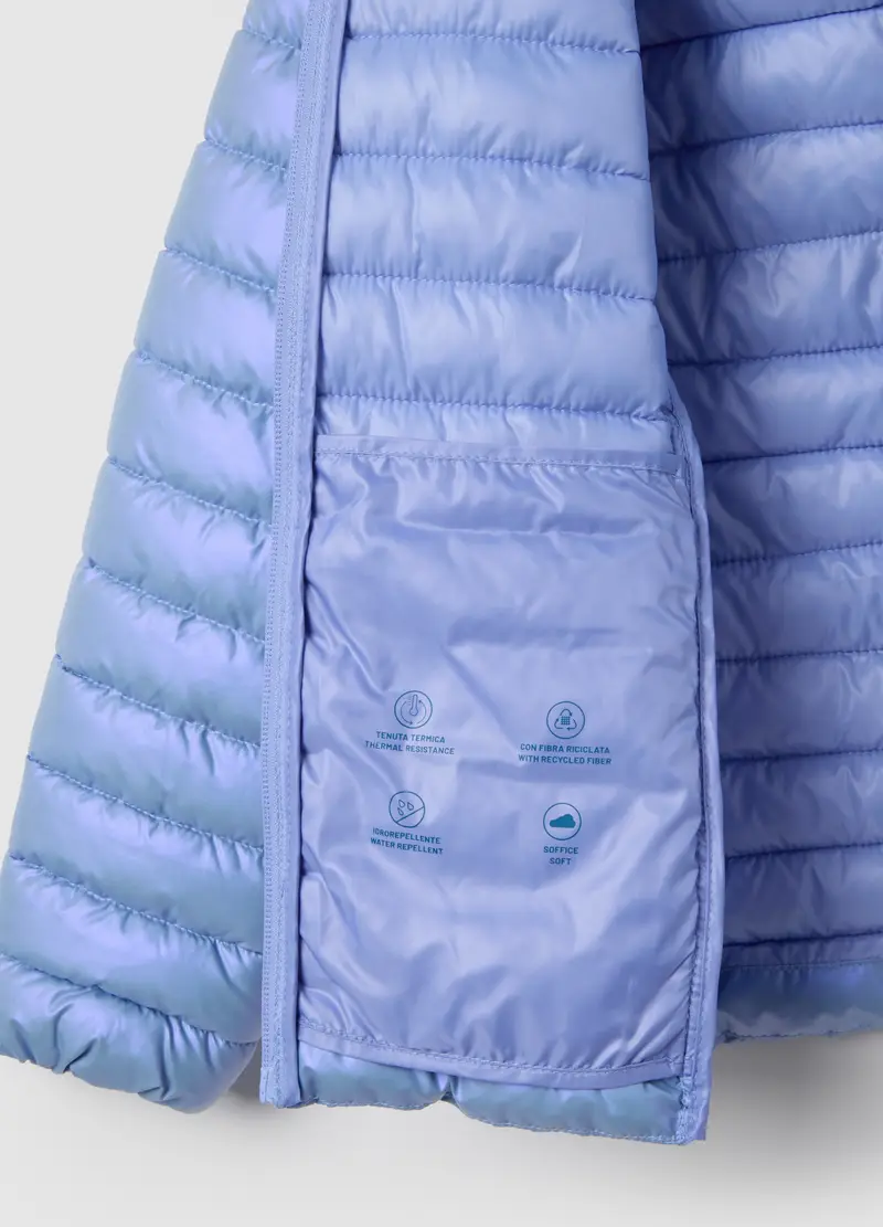 Giacca Invernale Azzurra Da Ragazza Con Cappuccio E Zip, Bambina, Azzurro