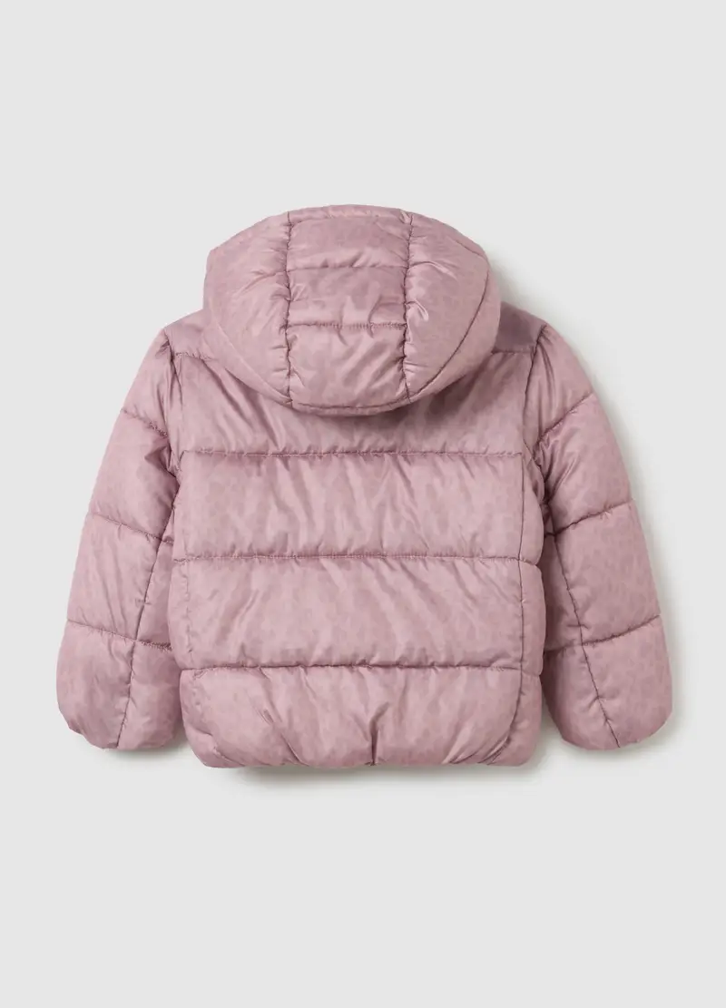 Giacca Rosa Imbottita Da Bambina In Tessuto Con Zip E Bottoni, Rosa miniatura 2