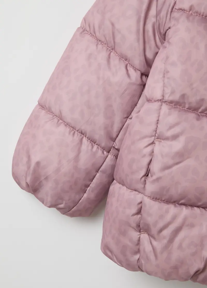 Giacca Rosa Imbottita Da Bambina In Tessuto Con Zip E Bottoni, Rosa miniatura 3