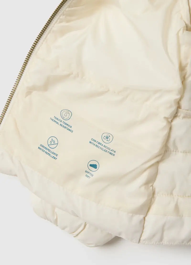 Giubbotto Bianco Imbottito Da Bambina Regular Fit Con Cappuccio, Bianco miniatura 3